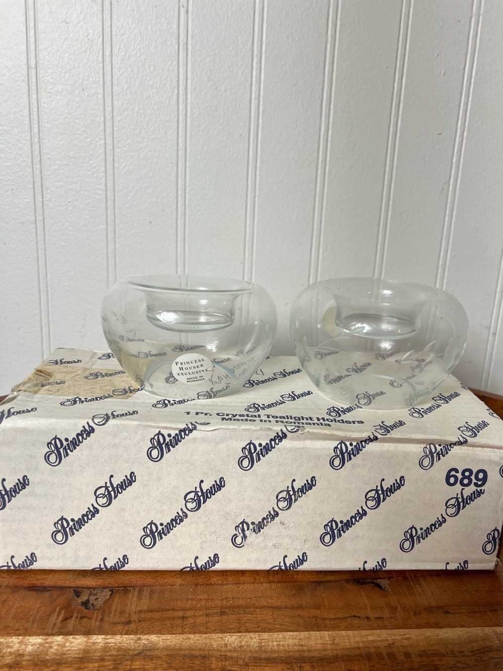 Vintage Princess House Crystal Tealight Candle Holder Set